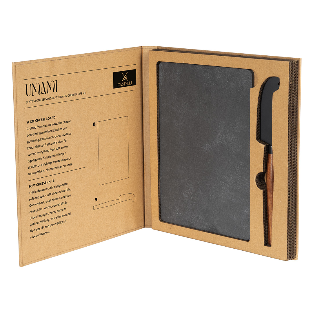 Set kamena ploča i nož za sir sa drvenom drškom, 2/1