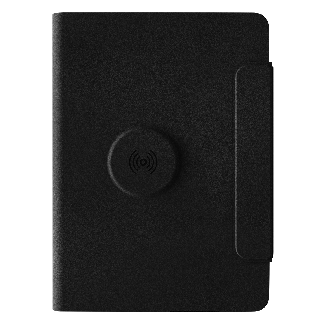 Portfolio sa notesom A5, pomoćnom baterijom 5.000 mAh, bežičnim punjačem za dva uređaja i magnetom u poklon kutiji