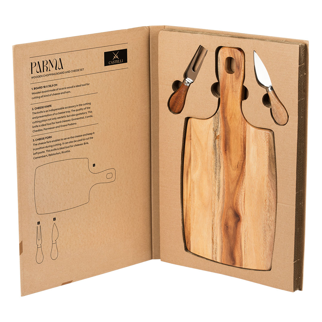 Set drvena daska i pribor za sir sa drvenom drškom, 3/1