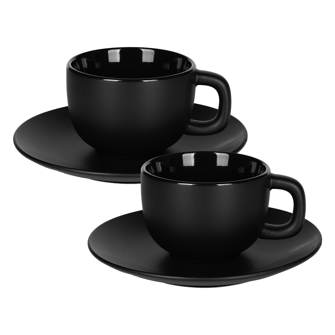 Set od dve keramičke šolje za espresso sa tacnama, 2 x 85 ml